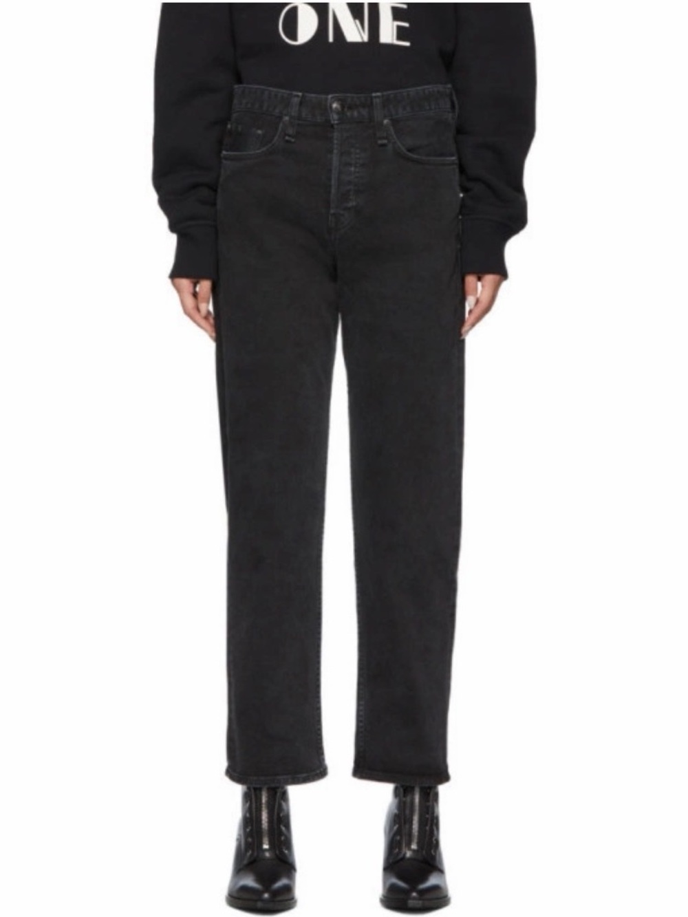 rag & bone Black Straight-Leg High-Rise Jeans